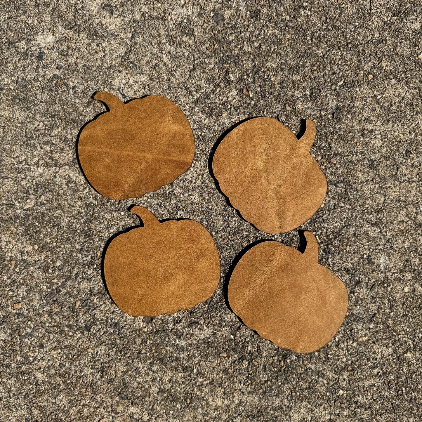 Leather Pumpkin Coasters (Set of 4)-Leather Hide &amp; Scrap