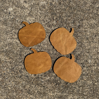 Leather Pumpkin Coasters (Set of 4)-Leather Hide &amp; Scrap