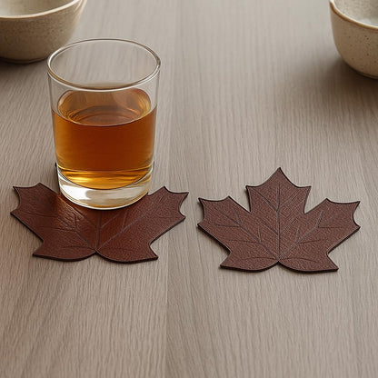 Leather Fall Leaf Coasters (Set of 4)-Leather Hide &amp; Scrap