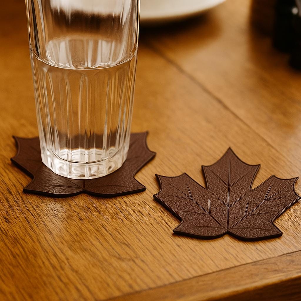 Leather Fall Leaf Coasters (Set of 4)-Leather Hide &amp; Scrap