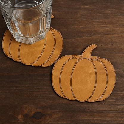 Leather Pumpkin Coasters (Set of 4)-Leather Hide &amp; Scrap