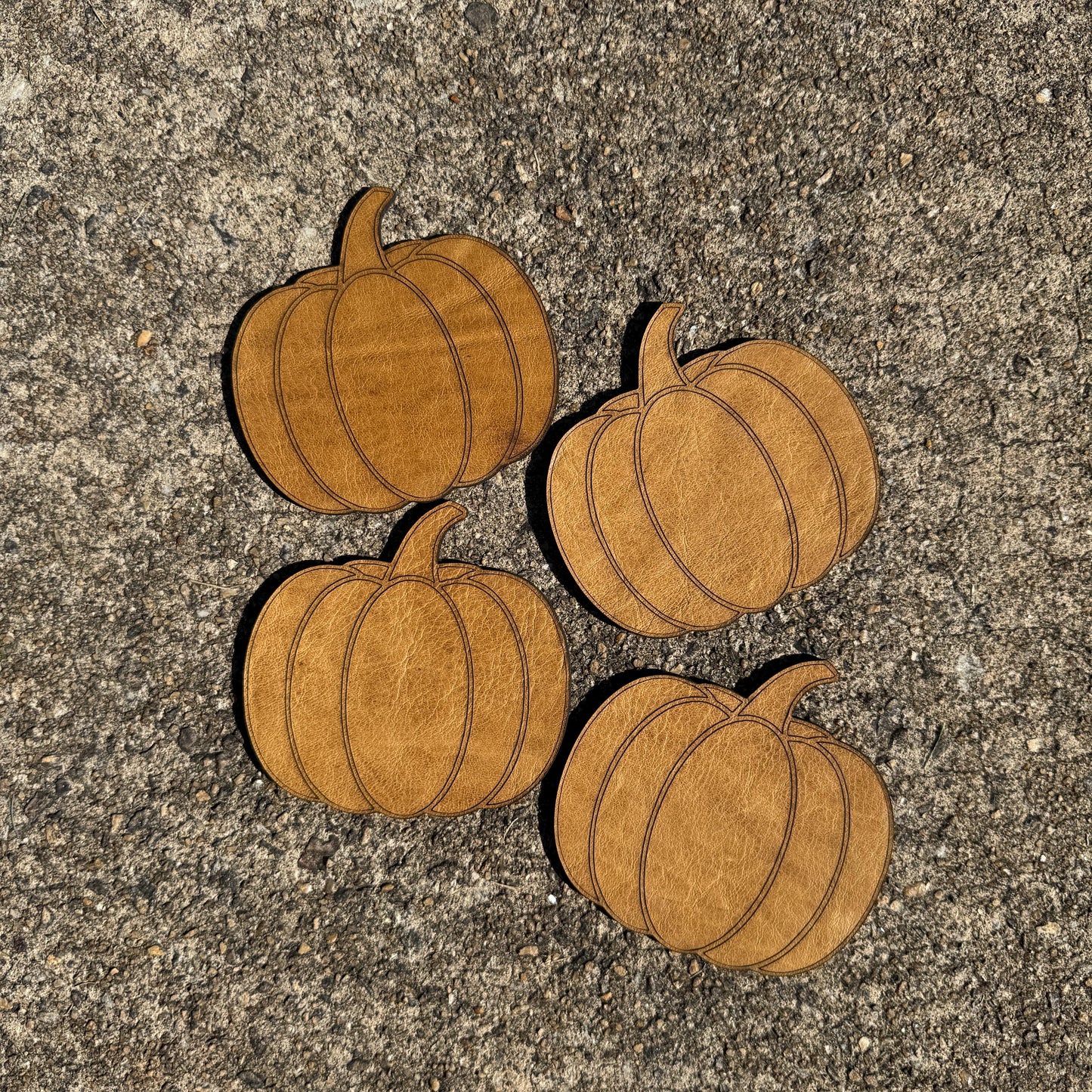 Leather Pumpkin Coasters (Set of 4)-Leather Hide &amp; Scrap