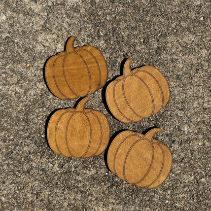 Leather Pumpkin Coasters (Set of 4)-Leather Hide &amp; Scrap