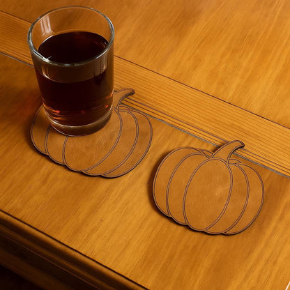 Leather Pumpkin Coasters (Set of 4)-Leather Hide &amp; Scrap