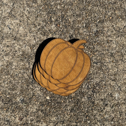 Leather Pumpkin Coasters (Set of 4)-Leather Hide &amp; Scrap